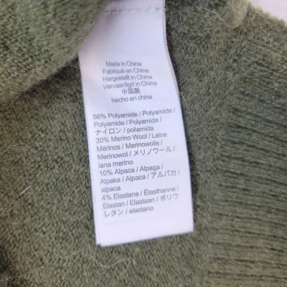 J.Crew Turtleneck Sweater Women XS Green Merino Wool‎ Alpaca Blend Side Slit